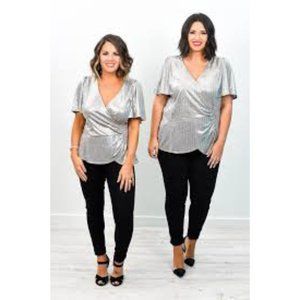 Tee for the Soul Shiny VNeck Top